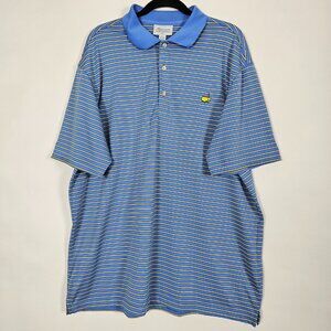 Masters Performance Striped Golf Activewear Mens XL Short Sleeve Blue Polo Shirt